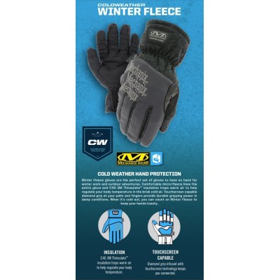 L Перчатки Mechanix Wear Winter Fleece серые зимние